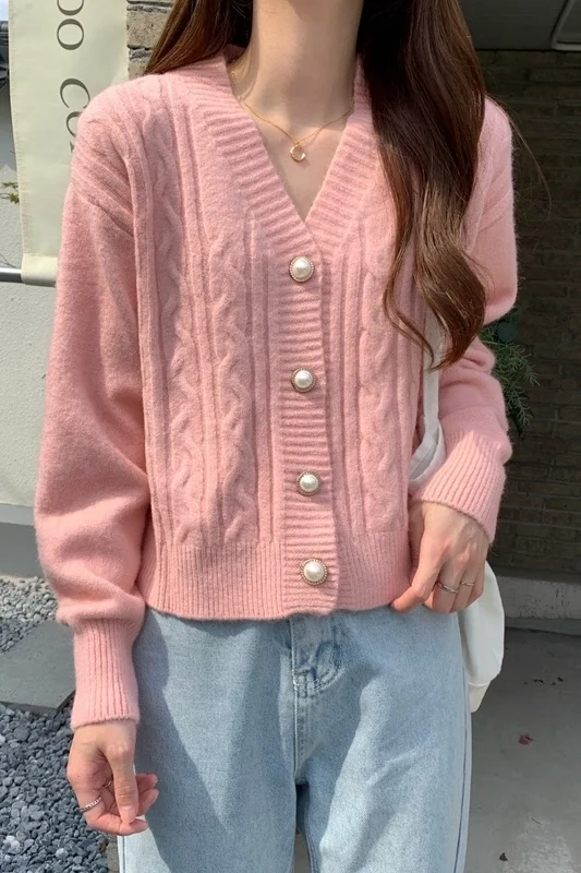 Unif Cardigan V Neck Long Sleeved Sweater For Women Winter 2021 New Knitted Loose Thin Top Jum |