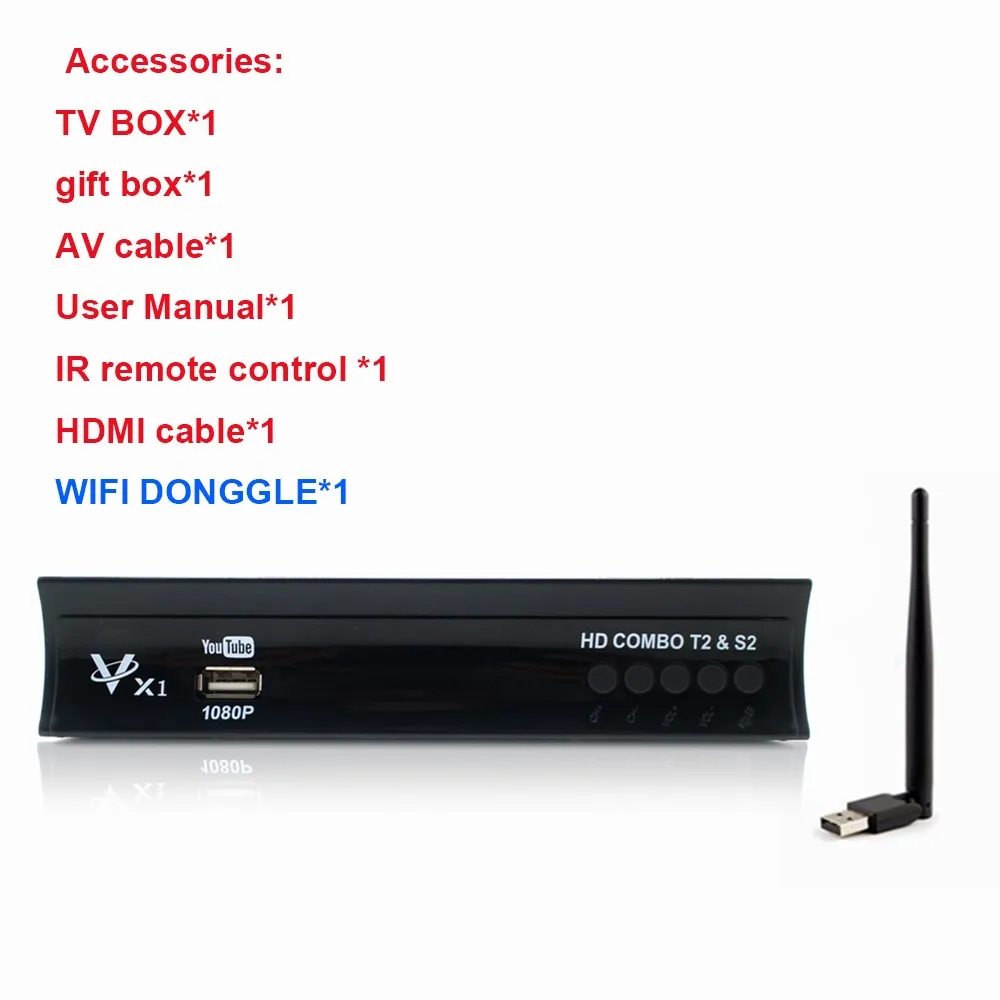 Vmade Full HD цифровой DVB T2 S2 комбинированный приемник спутниковый наземный ТВ-тюнер H.264 MPEG-2/4 1080p Поддержка CCCAM IP tv+ wifi - Цвет: TV BOX-USB WIFI