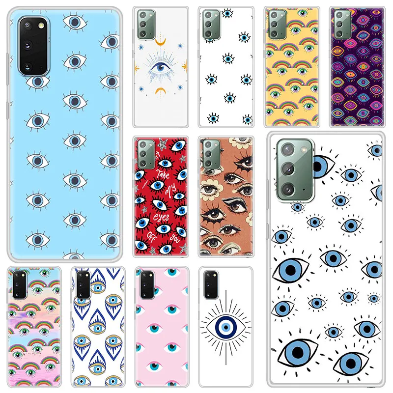 

Case For Samsung Galaxy S20 FE Ultra S10 S10e S9 S8 Plus Note 10 Lite 20 9 8 Soft Matte Back Phone Cover Evil Eye Illustrations