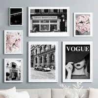 paris vogue girl luxury store sports car rose art canvas painting nordic posters and prints wall pictures for living room decor