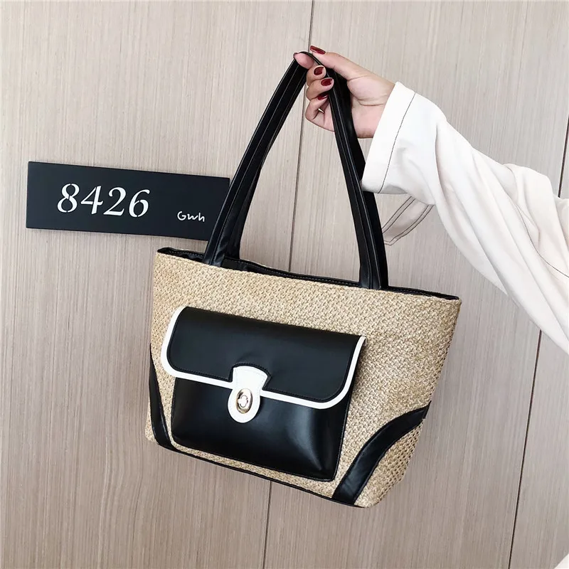 Large-capacity women's handbags high-quality straw fashion shopping bag autumn outdoor shoulder 2019 new discount bags | Багаж и сумки
