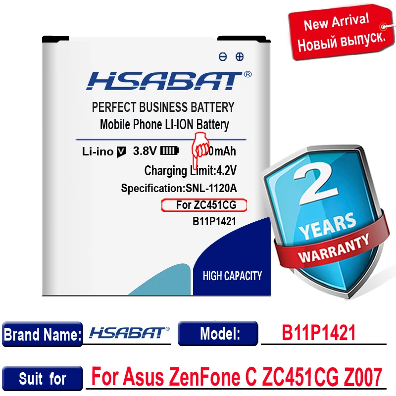 Аккумулятор HSABAT 3900 мАч для Asus ZenFone C ZC451CG Z007 B11P1421 | Мобильные телефоны и аксессуары
