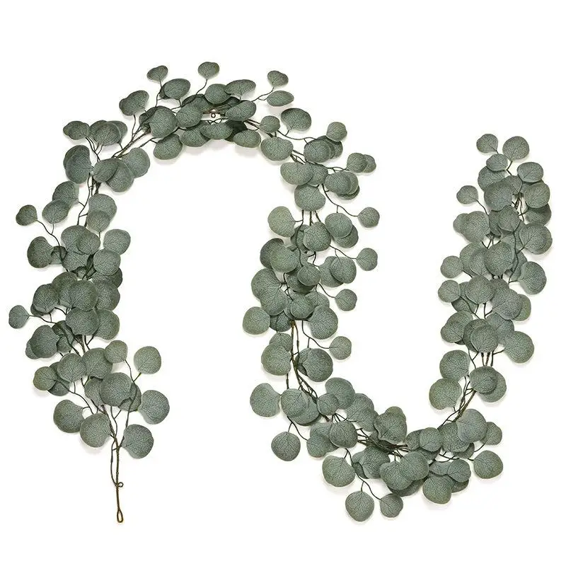 

Green Eucalyptus Leaves Garland Wisteria Artificial Flowers Rattan Fake Plant Silk Leaf Vines for Wedding Birthday Party Decor