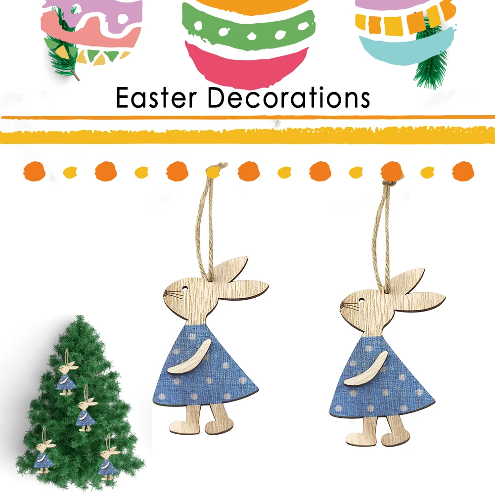 Скандинавский деревянный Пасхальный кулон с кроликом вечерние праздничные