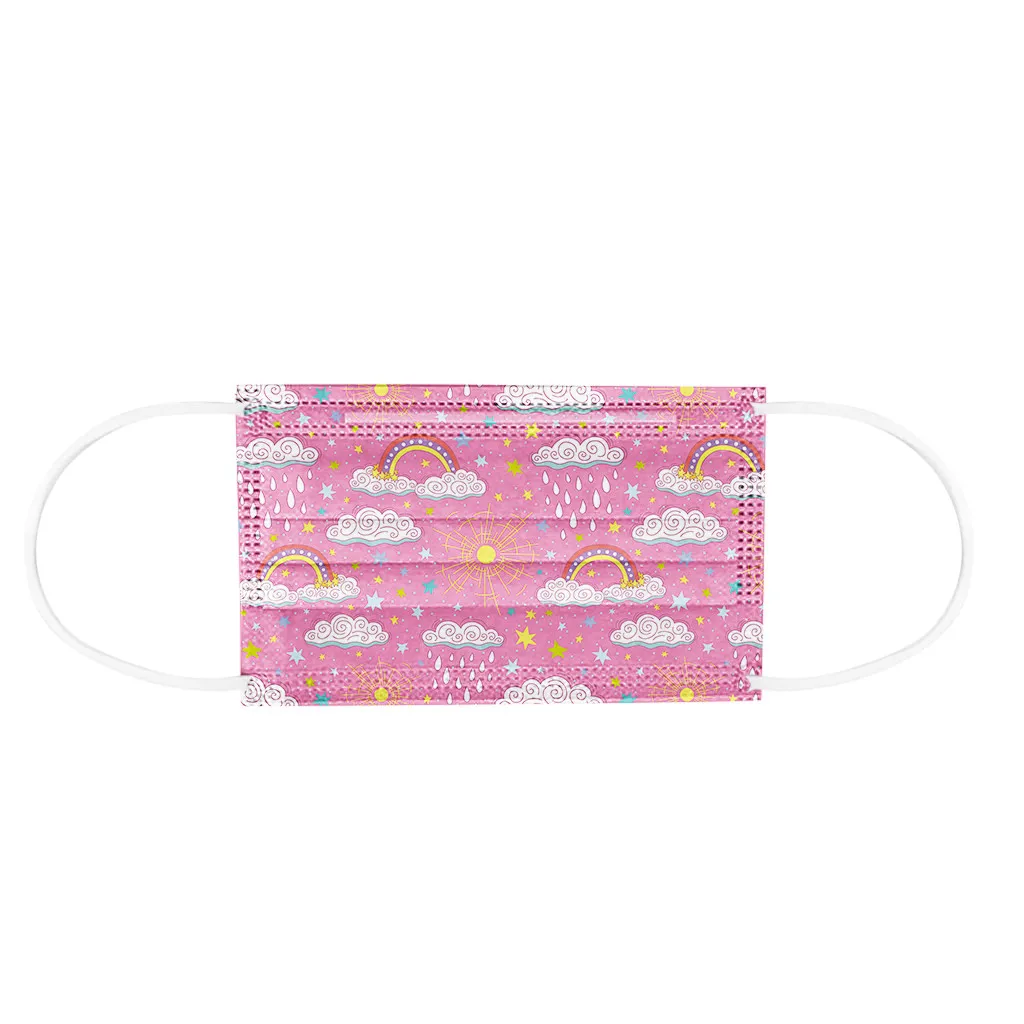 

50pcs child mask Printed Dustproof Children's mask Disposable Face Masks Industrial 3Ply Ear Loop Mouth-Mask masque enfant q4