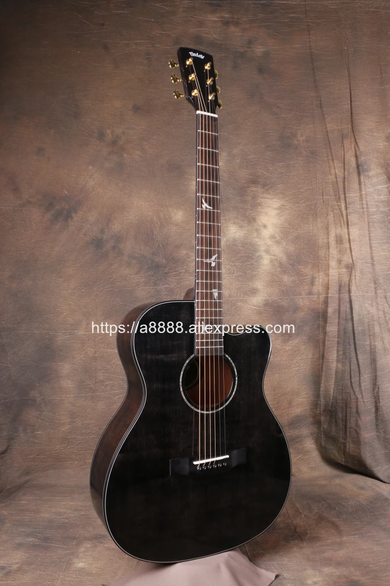 Finlay 40 дюймовая резная Акустическая гитара твердая ель/корпус из красного дерева