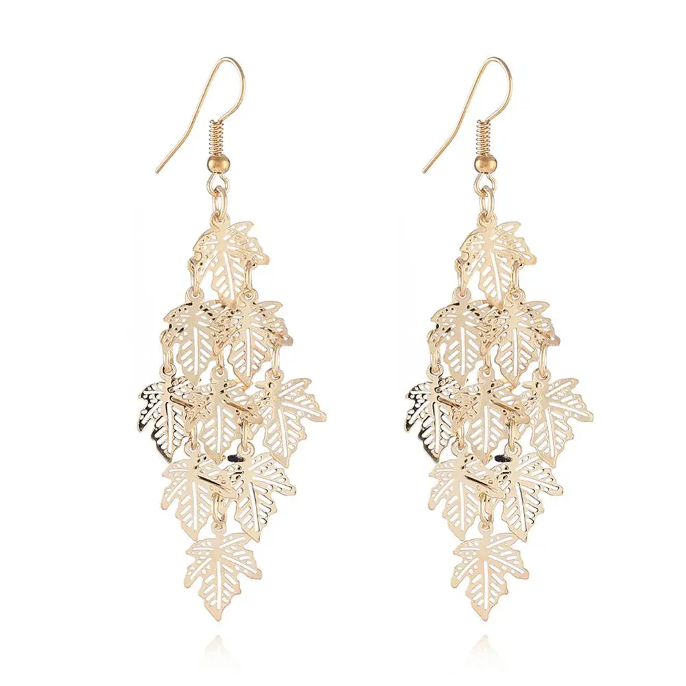 Модные 2 Тона Цветные Висячие серьги серьга в Форме Кленового Листа ювелирные
