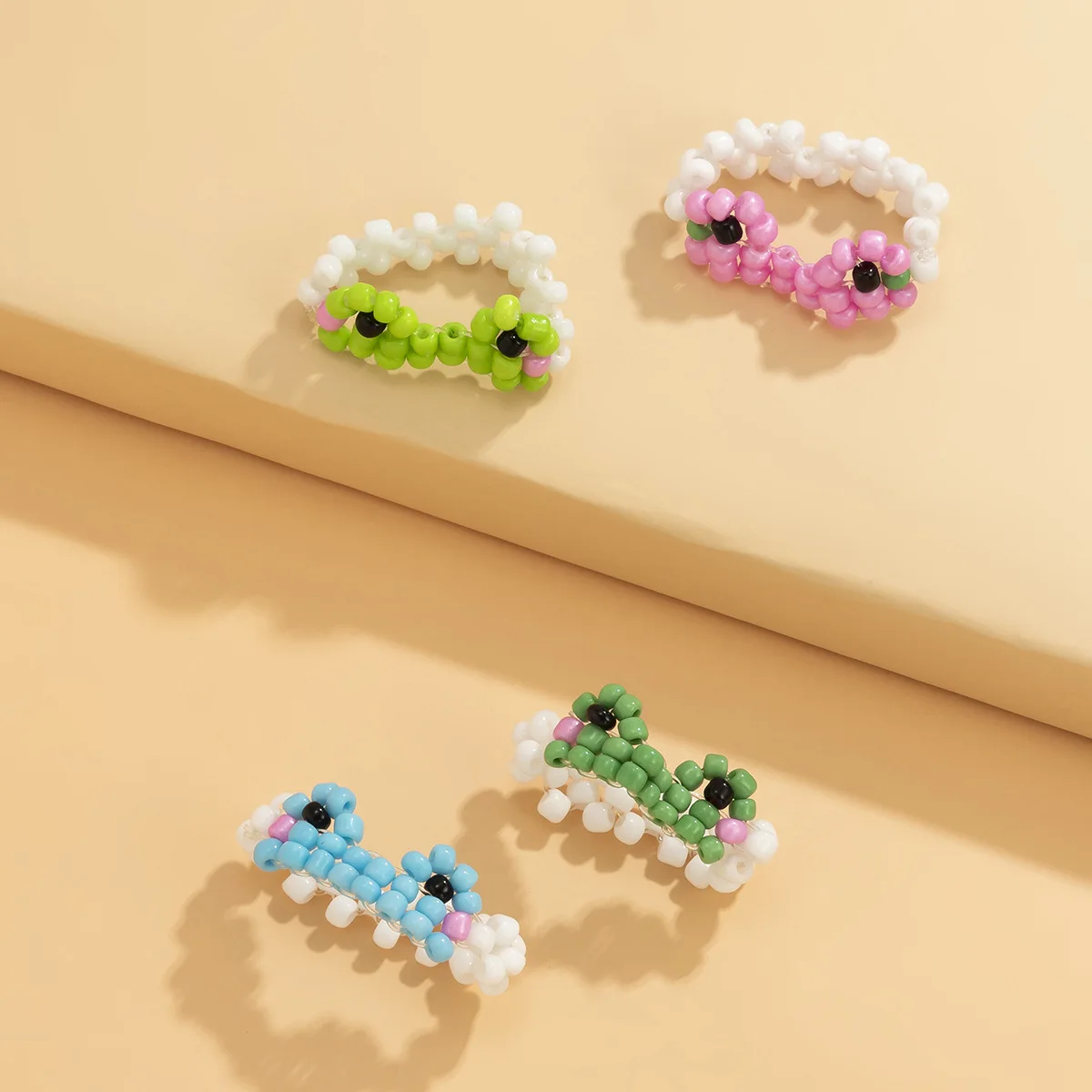 

Women Girls Cute Frog Resin Acrylic Beads Rings Simple Animal Unique Handmade Gift Friendship Bohemian Beaded Rings Jewelry