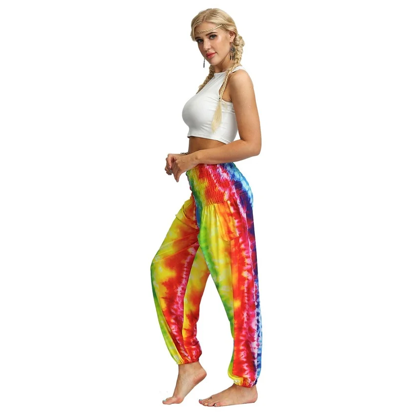 

New Womens Loose Casual Yoga Pant Floral Print Wide Leg Trousers Long Stretch Pants Tie-dye Gradient Sweatpants Harlan Pants