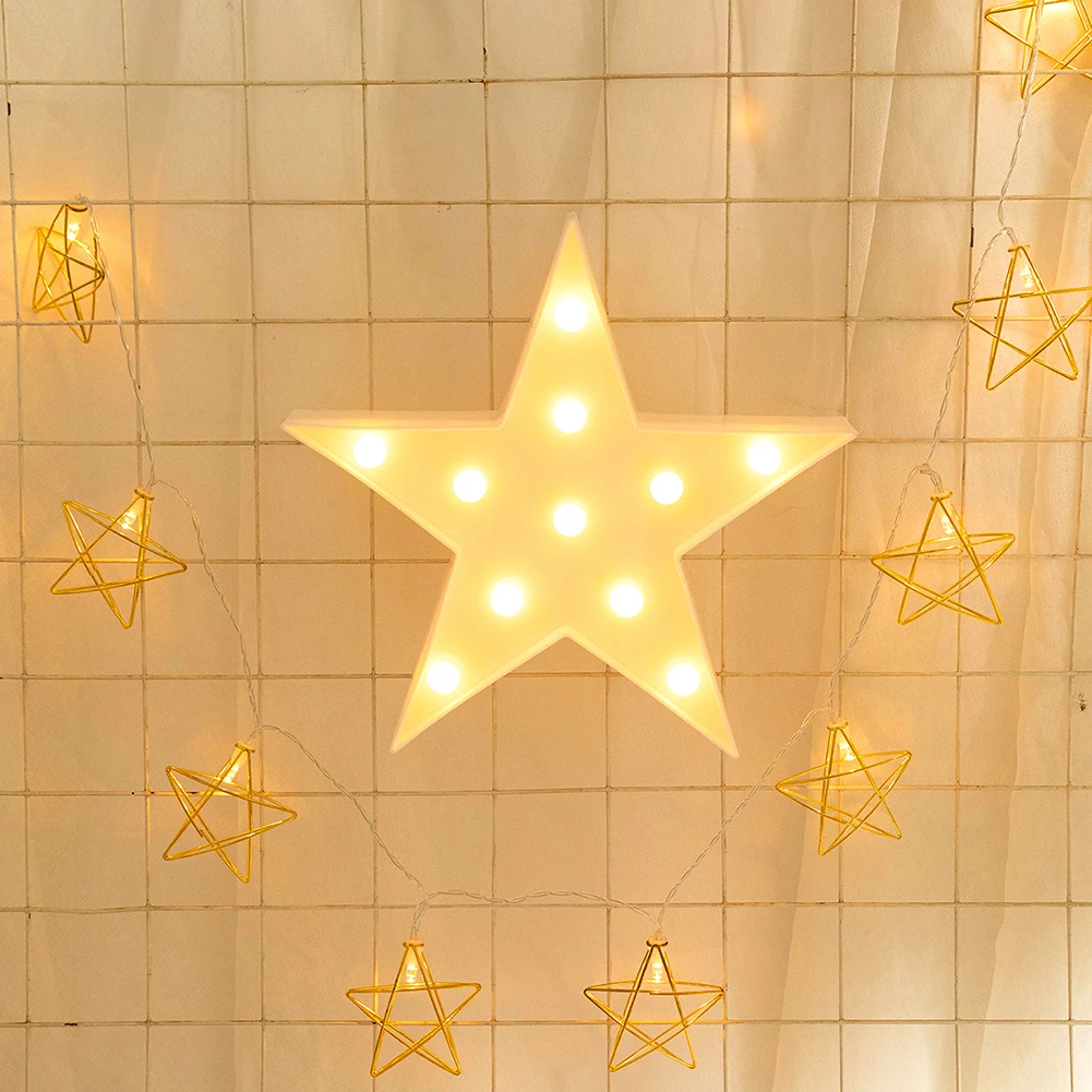 

LED Cute Star Moon Shape Night Light Plastic Ornament Indoor Lighting Home Children Bedroom Decoration Kids Gift