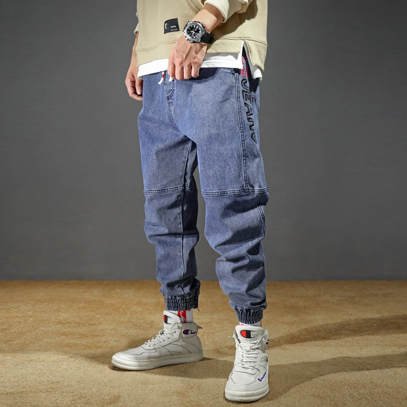 

2020Jeans 42 JeansMen's Brim Pants Big Elastic Bands Loose Hare Conical, Breathable Cotton Jeans Denim Baggy