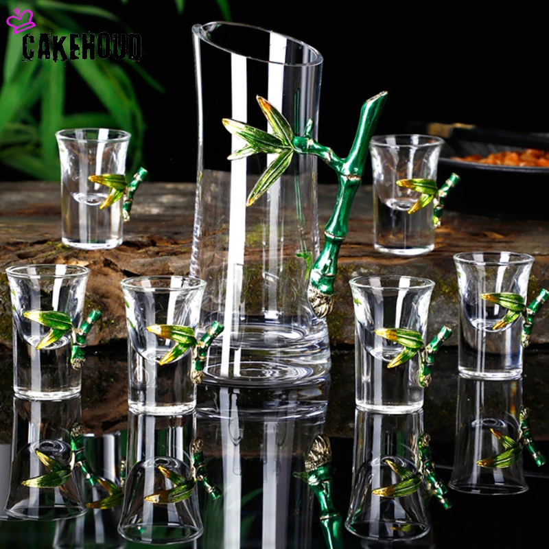

Creative Enamel Color Chinese-style White Wine Cup Set Crystal Wine Set Liquor Cup Household High-grade Wine Divider Wine Pot