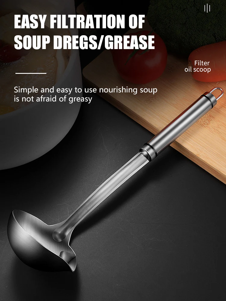 

1PC Oil Colander Strainer Hot Pot Soup Scoop 304 Stainless Steel Oil Filter Spoon Oil Soup Separation Spoon Home Kitchen Cooking