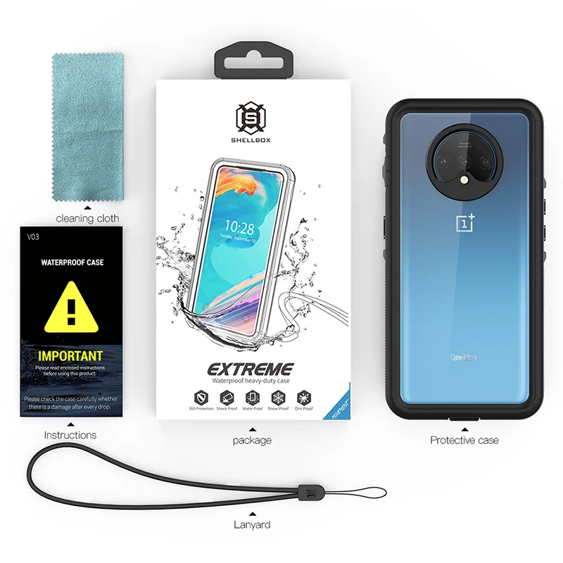 Водонепроницаемый чехол для телефона Haissky IP68 пылезащитный Oneplus 7T с полной защитой