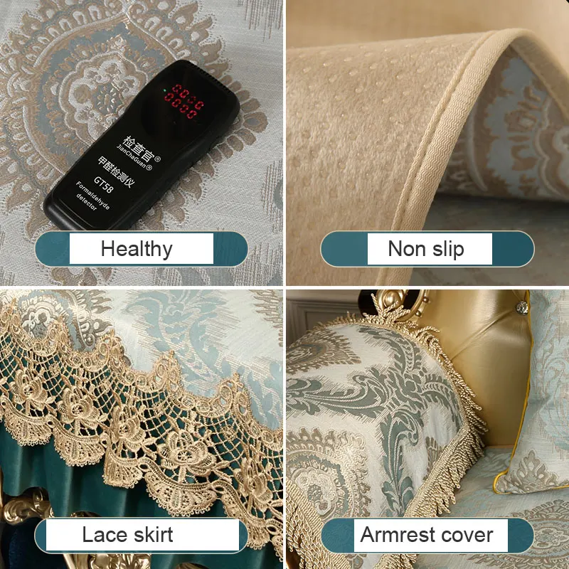 Luxury Jacquard 3 Seater Sofa Cover Lace Leather Couch Slip Covers Loveseat Armrest L Shape Towel European Decorative | Дом и сад