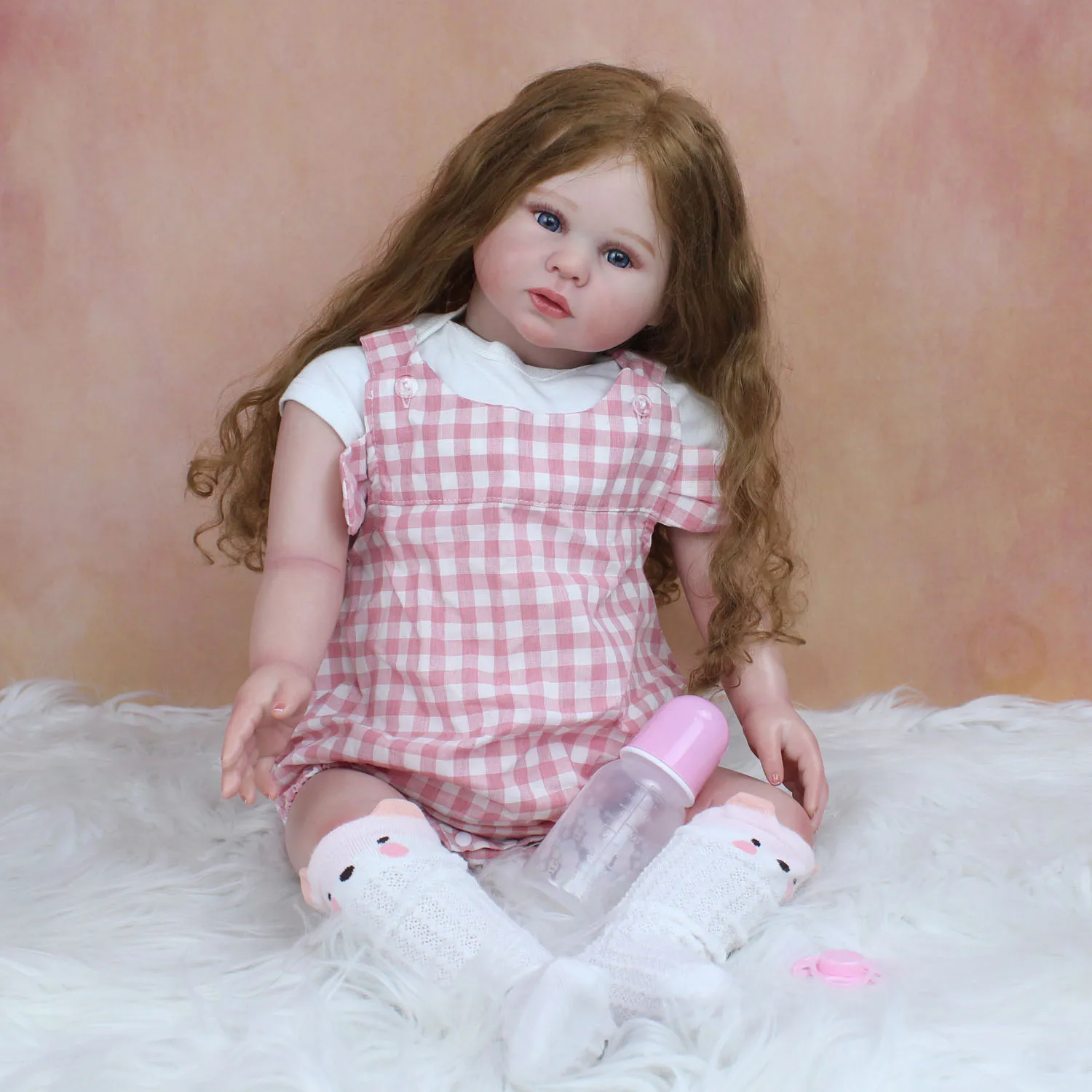 

3D Paint Skin Soft Silicone Reborn Baby Girl Doll Toy 70 CM Cloth Body Realistic Long Hair Alin Princess Toddler Dress Up Bebe