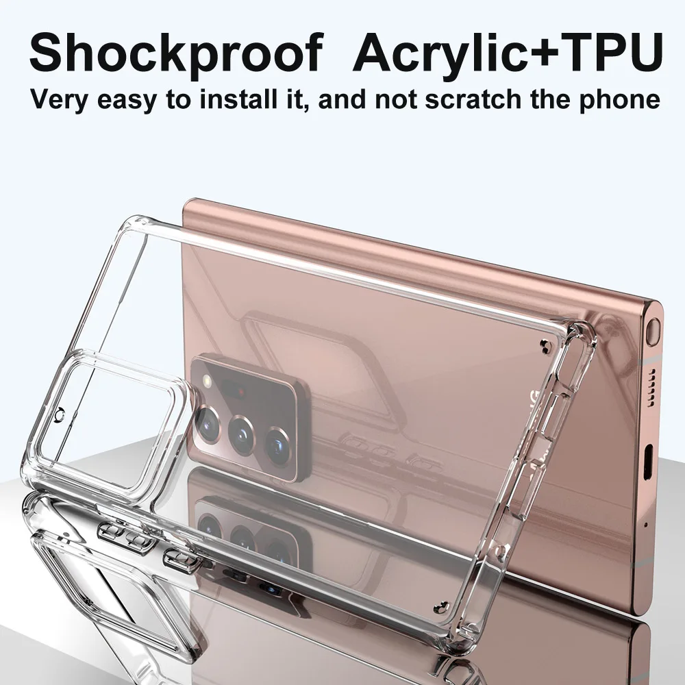 

Airbag shockproof cover For Samsung Galaxy Note 20 Ultra case clear acrylic hard case for Samsung S22 Ultra soft TPU bumper case