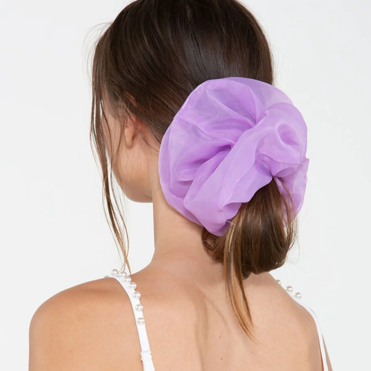 

INS Korean Style Super Large Colored Organza Large Intestine Hair Ring Solid Color Organza Hair Tie hair Hoops Hair Accessroies