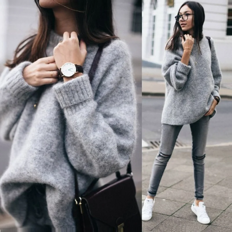 

ZOGAA Women Spring Autumn O-Neck Sweater Long Sleeve Solid Color Loose Knitted Pullover Elegant Fashion Ladies Sweaters Knitwear