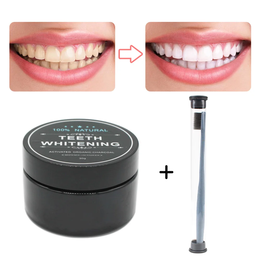 Отбеливающий порошок для зубов с зубной щеткой из пшеничной соломы чистая зубная