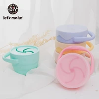 lets make silicone covered telescopic snack cup baby tableware food grade baby gift for toddlers kids with silicone baby