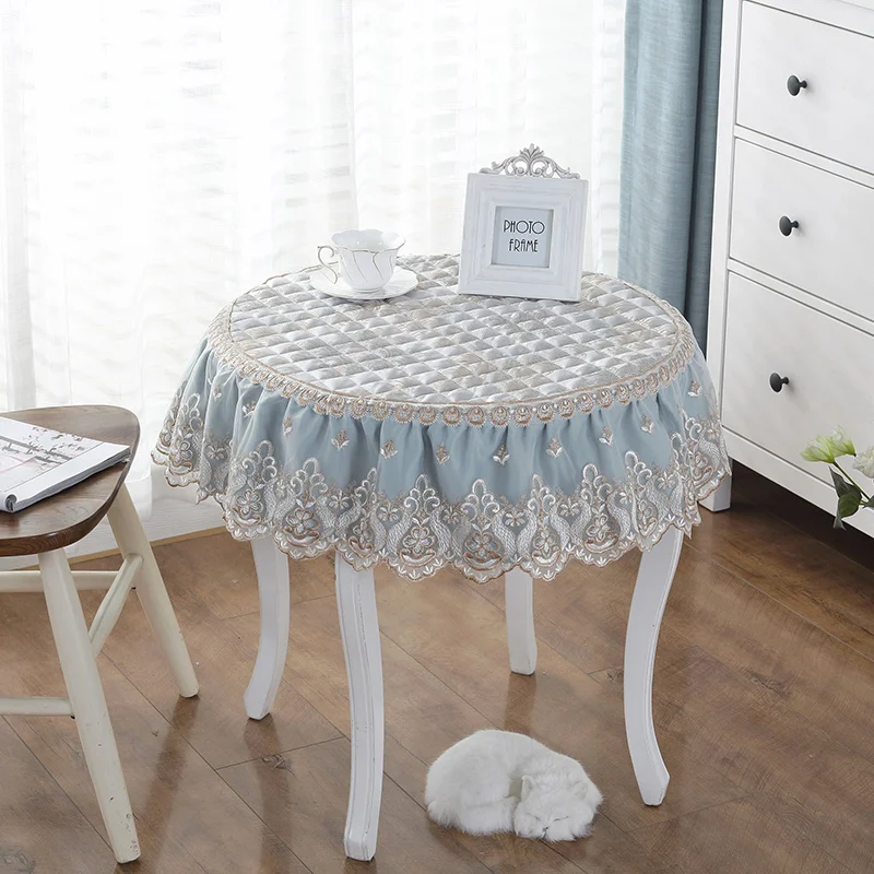 

European round tablecloth cover lace frill round coffee table cloth thickened non-slip simple non-slip dust cover for table