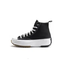 Zapatillas deportivas con plataforma alta para mujer, zapatos vulcanizados de lona informales a la moda, color blanco y negro, 2021