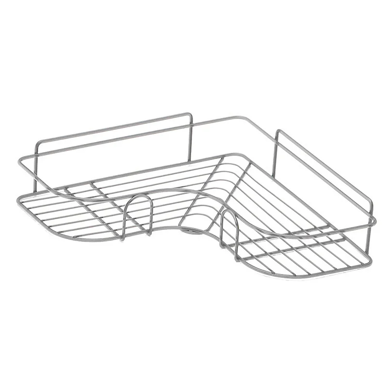 Bathroom Accessories Punch Free Corner Bathroom Shelf Bathroom Fixtures Wrought Iron Storage Rack Kitchen Tripod Wall Shelf