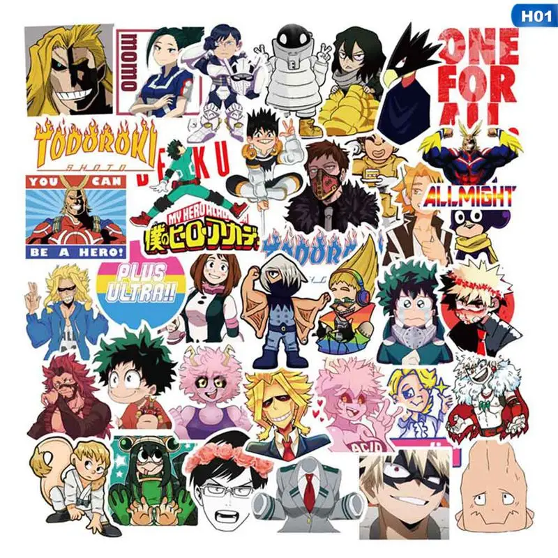 

50PCS/Lot Anime My Hero Academia Stickers Classic Japan Anime Sticker Modern Popular Laptop Luggage Car Skateboard Phone Decal
