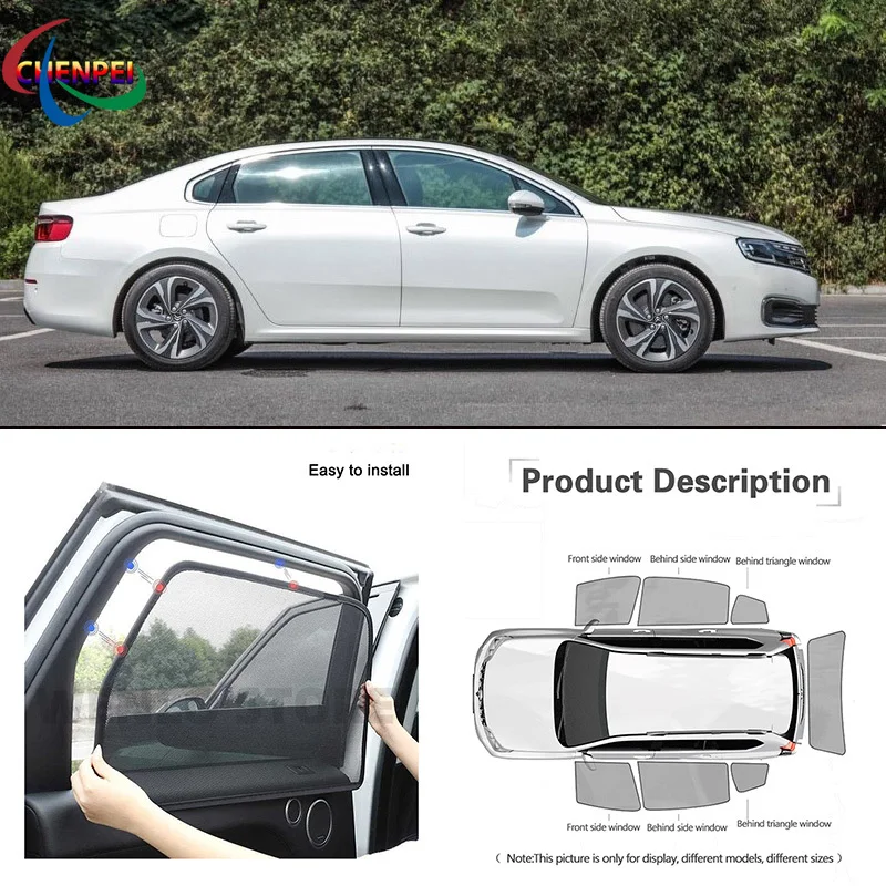 For Citroen C6 Car Full Side Windows Magnetic Sun Shade UV Protection Ray Blocking Mesh Visor Car Decoration Accessories