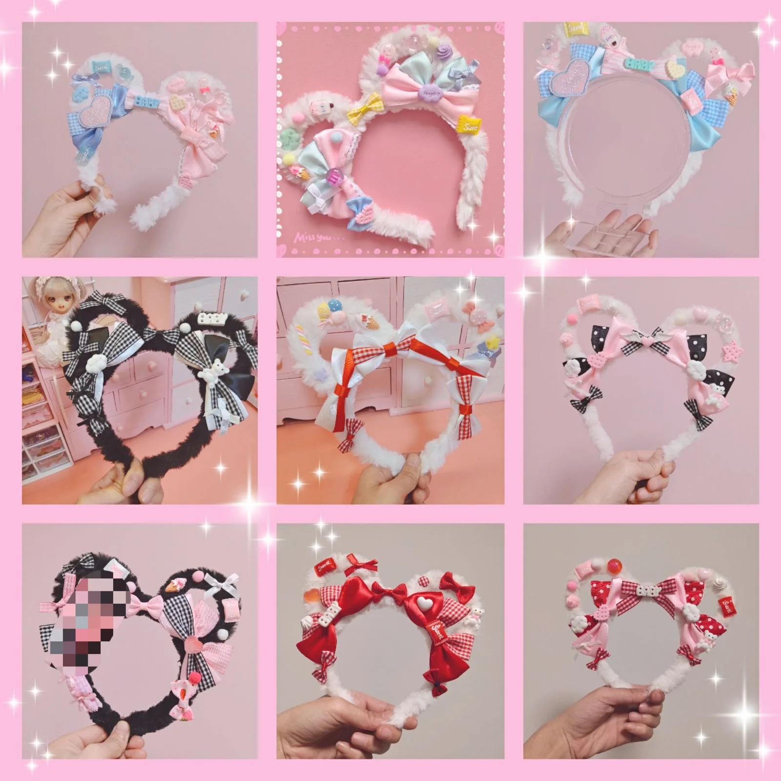 

Повязка на голову ручной работы в стиле "Лолита", повязка на голову с медведем, kc, повязка на голову для девушек, милый бант, конфетные аксессуары для волос