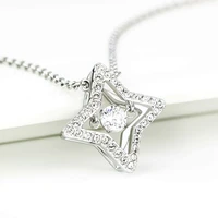 11 simple elegant and smart heart four pointed star diamond clavicle chain pendant charm lady silver jewelry