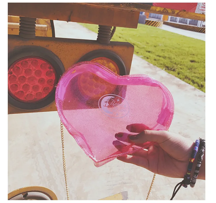 Japanese Harajuku Sweet and Cute Kawaii Girl Transparent Love One-Shoulder Diagonal Bag Mini Chain Bag Female Bag