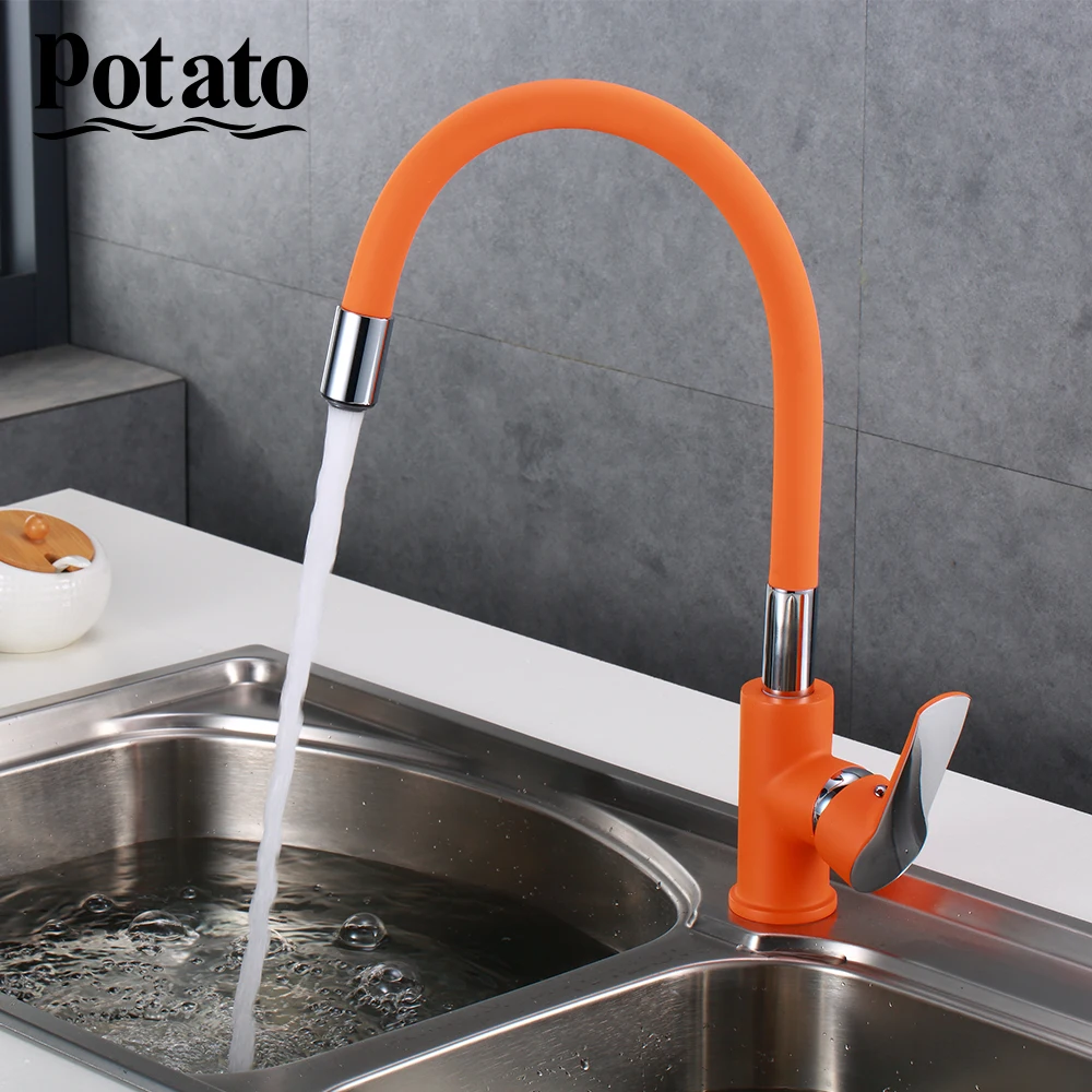 

Potato Kitchen Faucets Hot And Cold and Water Tap Chrome Basin Sink Square Tap Mixers For Kitchen p40237-