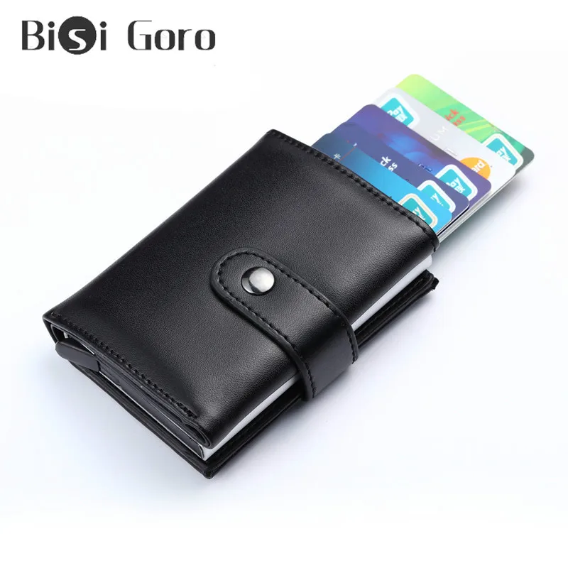 BISI GORO 2021 RFID смарт кошелек для мужчин и женщин бумажник из натуральной кожи с