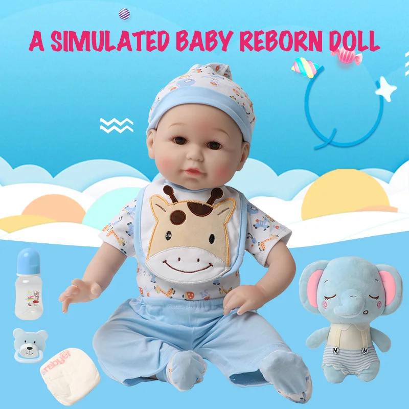 Реалистичная силиконовая кукла-младенец 56 см одежда со слоном игрушки на день