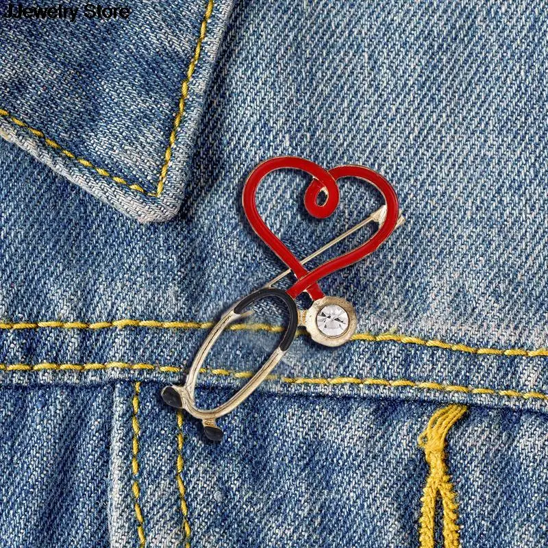 Медицинская медицина брошь с застежкой стетоскоп ЭКГ в форме сердца Pin медсестра