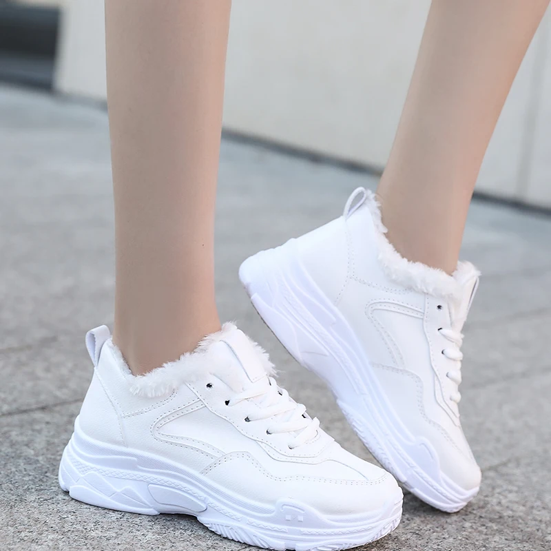 HUNNISE/теплая женская обувь Модные женские кроссовки зимняя винтажная