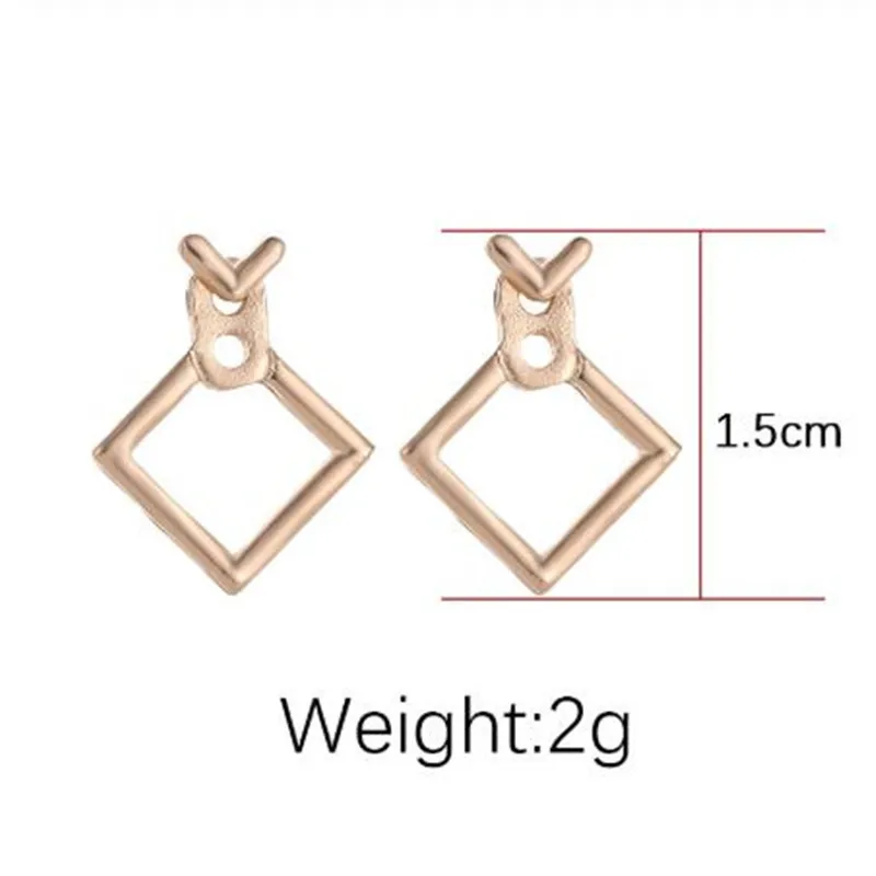 Модные металлические ажурные квадратные серьги гвоздики геометрические золотые