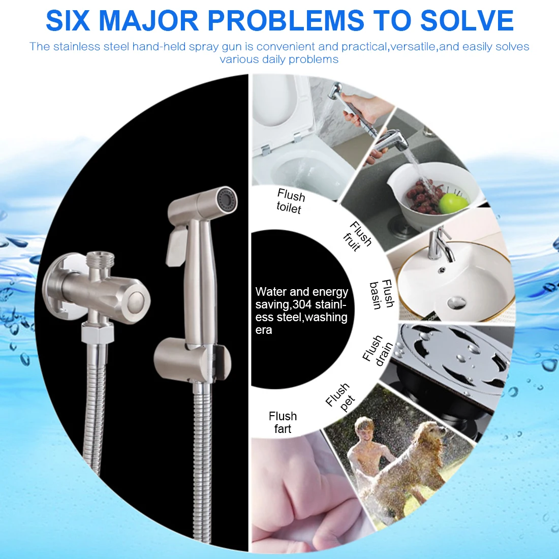 

1.5M/2M Handheld Held Stainless Steel Toilet spray gun Bidet Set Toilet Spray For Bathroom Self Cleaning sprayer gun set