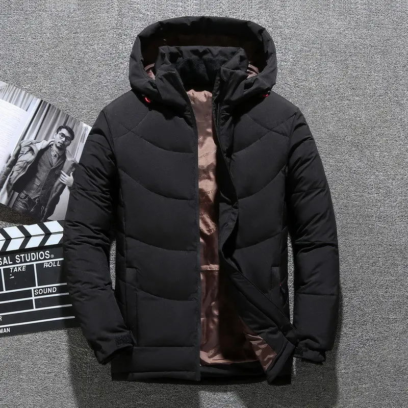 2021 зимние куртки с капюшоном на утином пуху мужские теплые толстые качественные