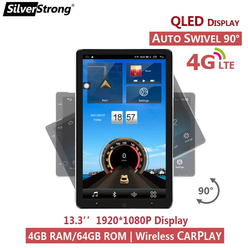 Автомагнитола Tesla на Android универсальная 2DIN CarPlay авто радио GPS QLED 13 3 'ɴG SIM-модем 2