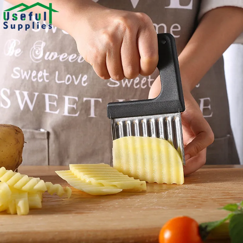 

304 Stainless Steel Potato Slicer Potato Wave Cutter Kitchen Noodle Knife Creative Potato Fries Cutter Kitchen Utensils Sets