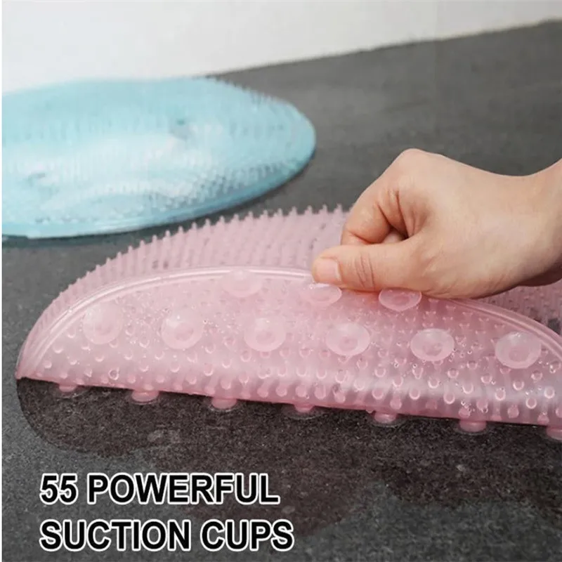Non-Slip Silicone Bathroom Floor Mat Massage Exfoliation Shower Pad With Suction Cups Carpet Tapis Salle De Bain | Дом и сад