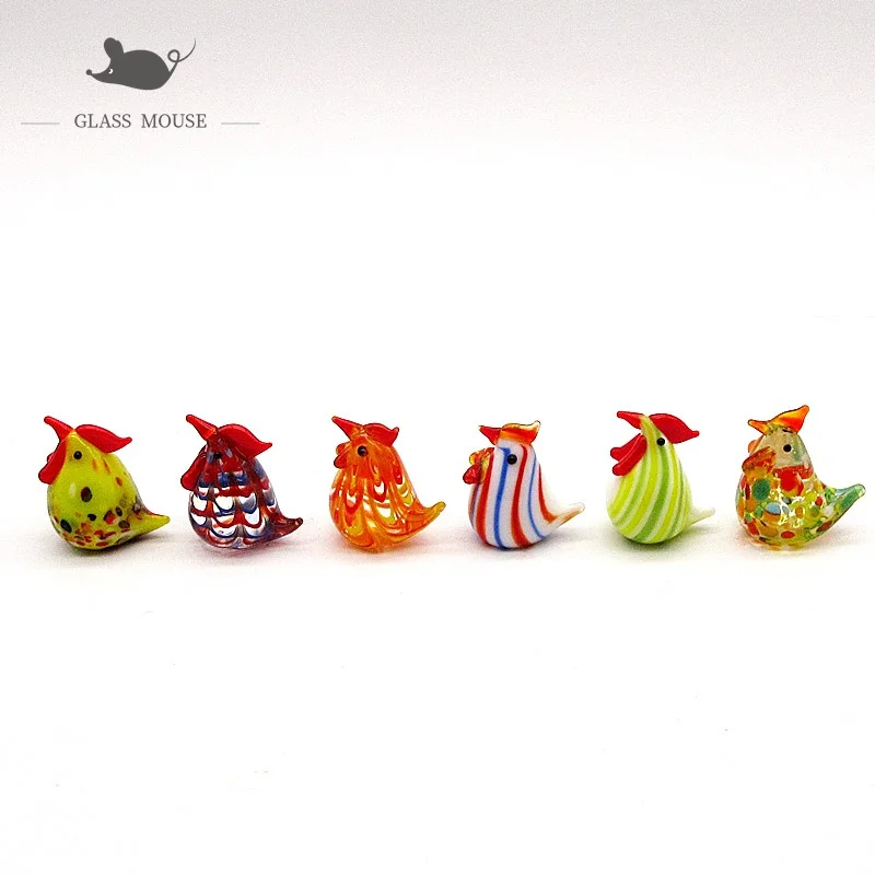 

Decorative Figurines Mini Colorful Murano Glass Chicken Japan Style Home Garden Decor Cute Handmade Animals Statues Ornaments