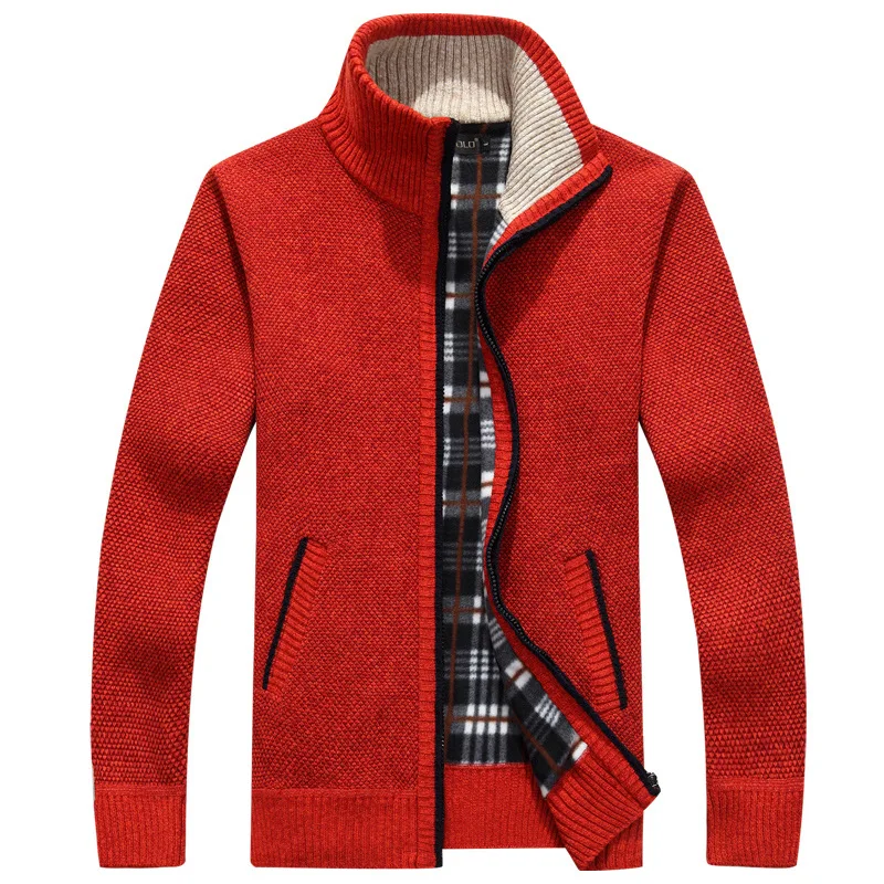 

2021 Autumn Winter Men's Sweater Coat Faux Fur Wool Sweater Jackets Men Zipper Knitted Thick Coat Warm Casual Knitwear Cardigan