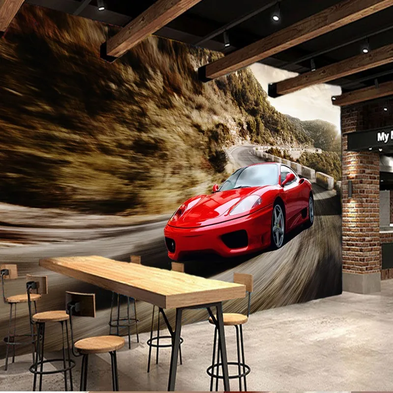 Прямая поставка фото обои 3D росписи красный крутой спортивный автомобиль КТВ