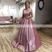 pink ball gown evening dresses criss cross spaghetti strap long formal prom party dress girls vestidos gala robes night gowns