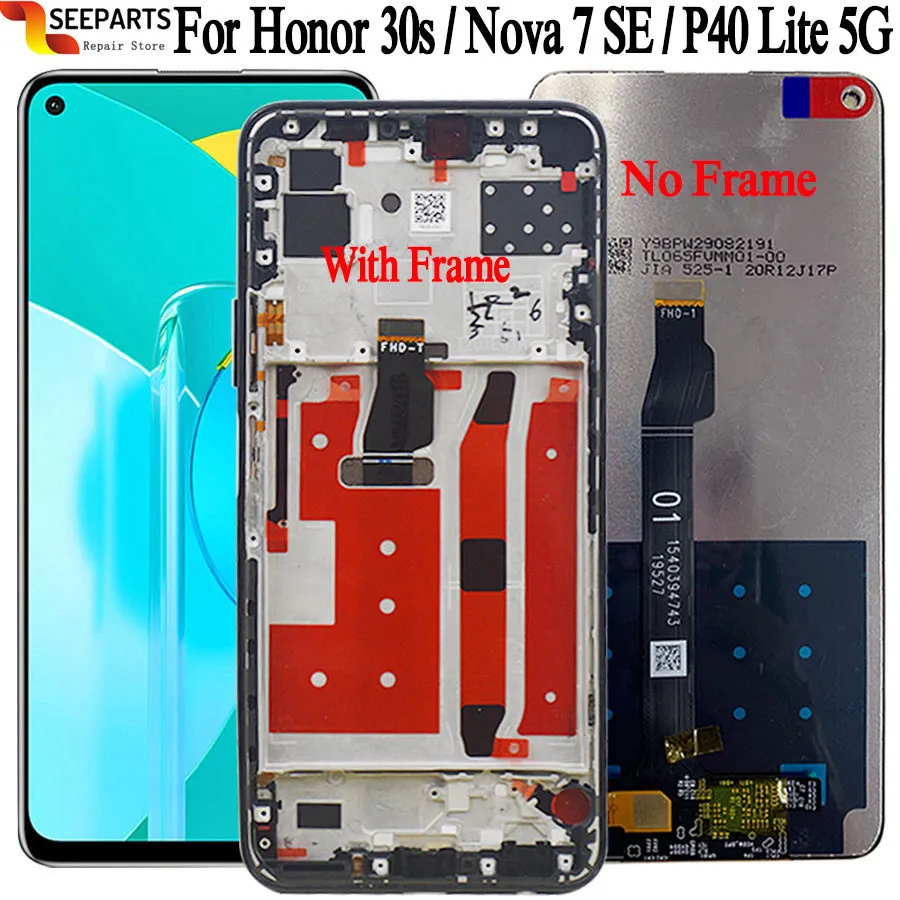 

For Huawei honor 30s LCD Display CDY-AN90 P40 Lite 5G Display With Touch Screen Digitizer Assembly 6.5'' For Huawei Nova 7SE LCD