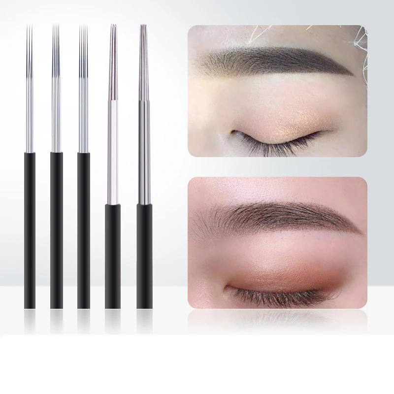 50PCS Microblading Shading Needle 3/5/7/9/12/17/19/30/40Round For Eyebrow Tattoo Manual Semi Permanent Makeup Fog Blades | Красота и